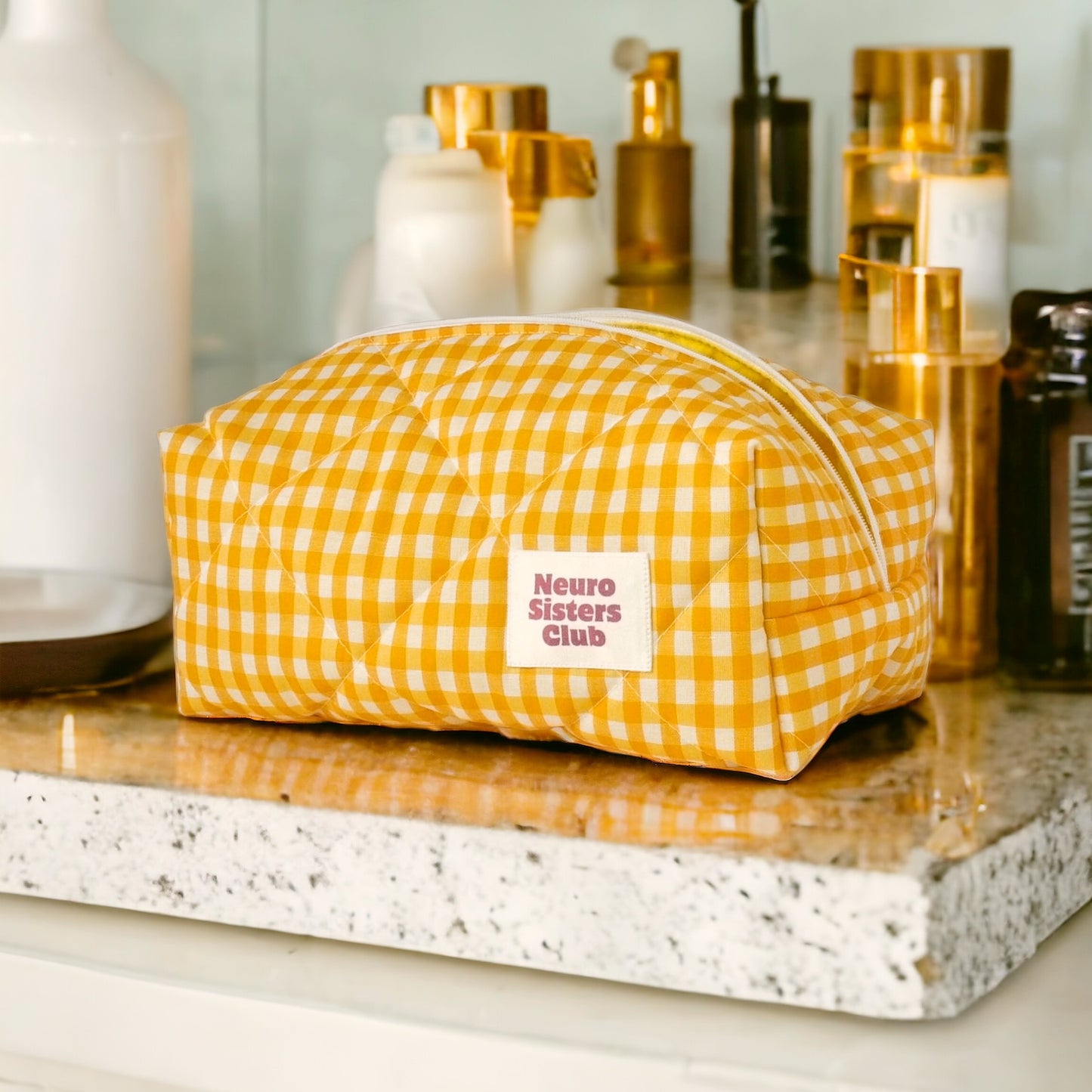 Yellow gingham pencil case