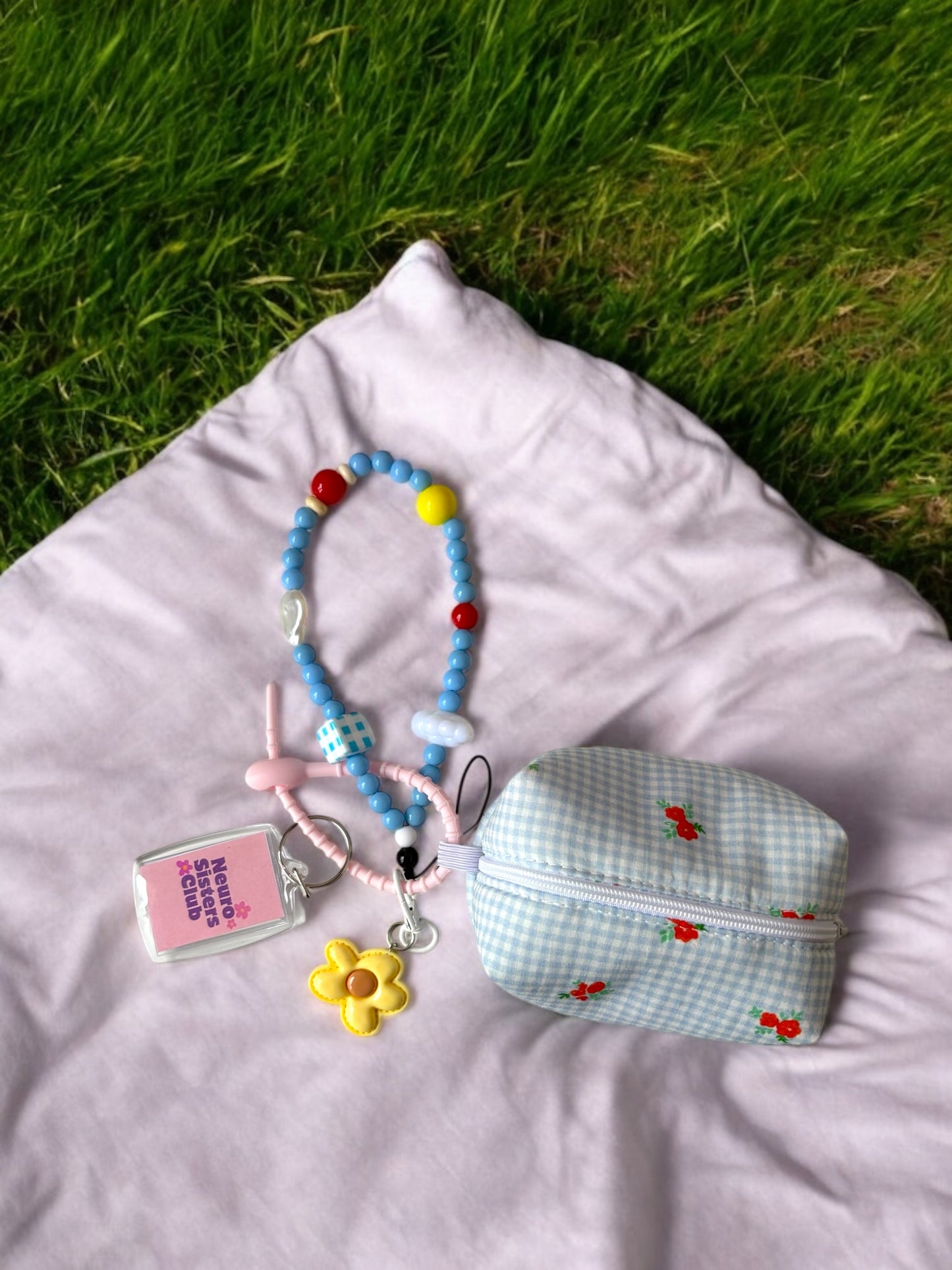 BAG CHARMS VICHY FLOWERS