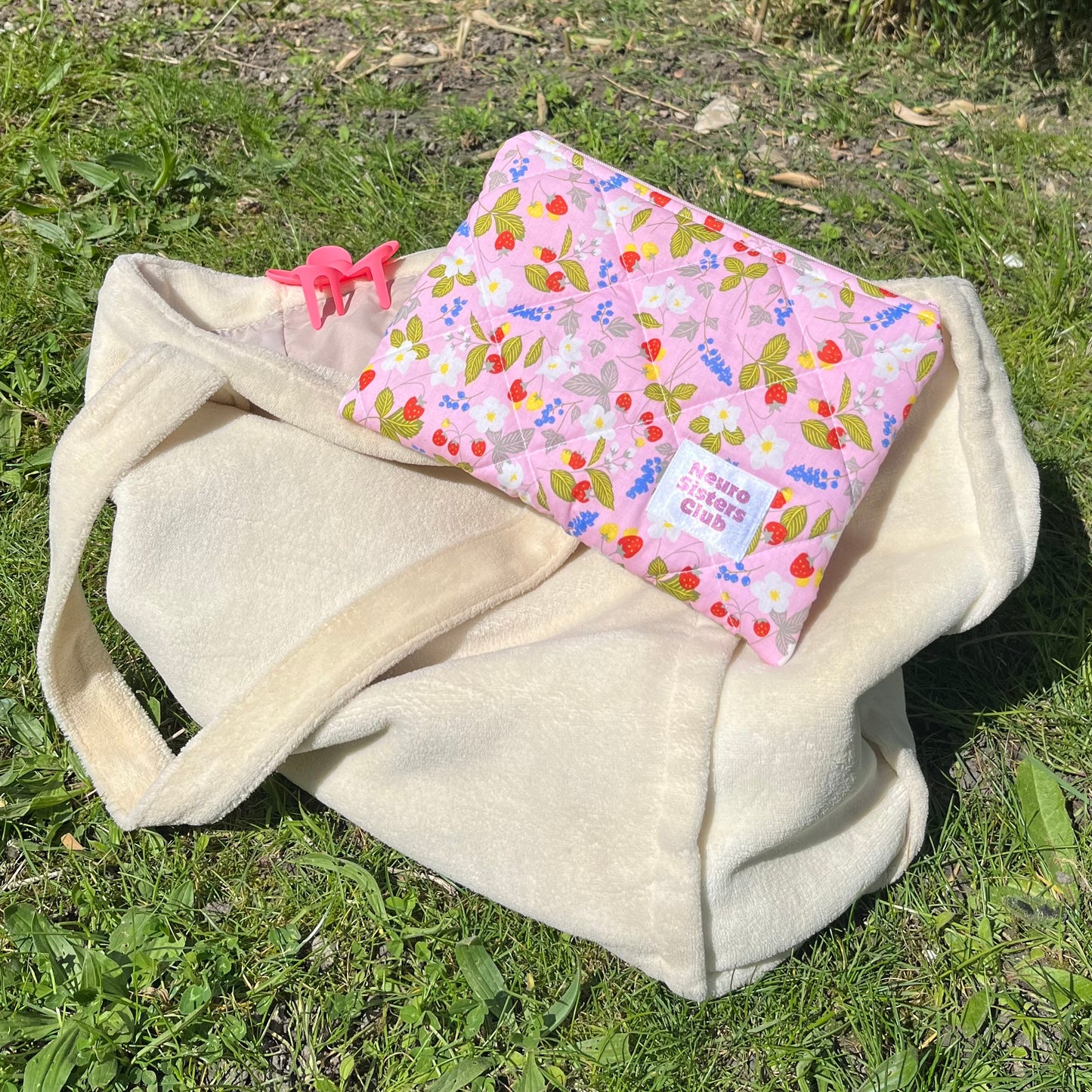 Pink strawberries pouch