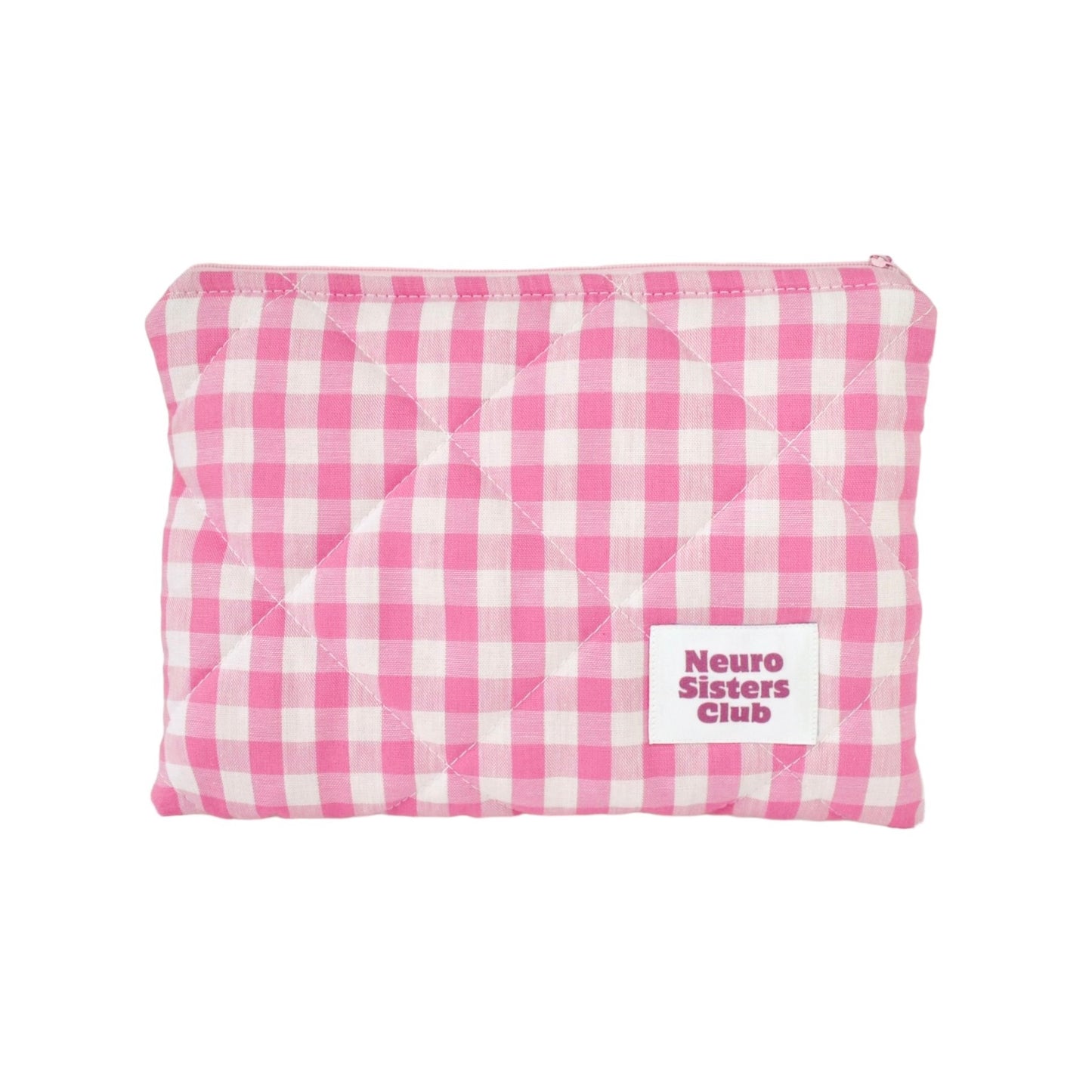 Pink gingham clutch