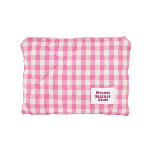 Pink gingham clutch