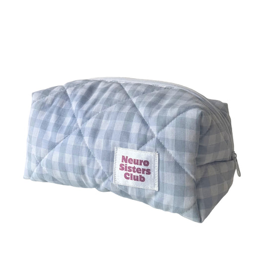 Pastel blue gingham pencil case