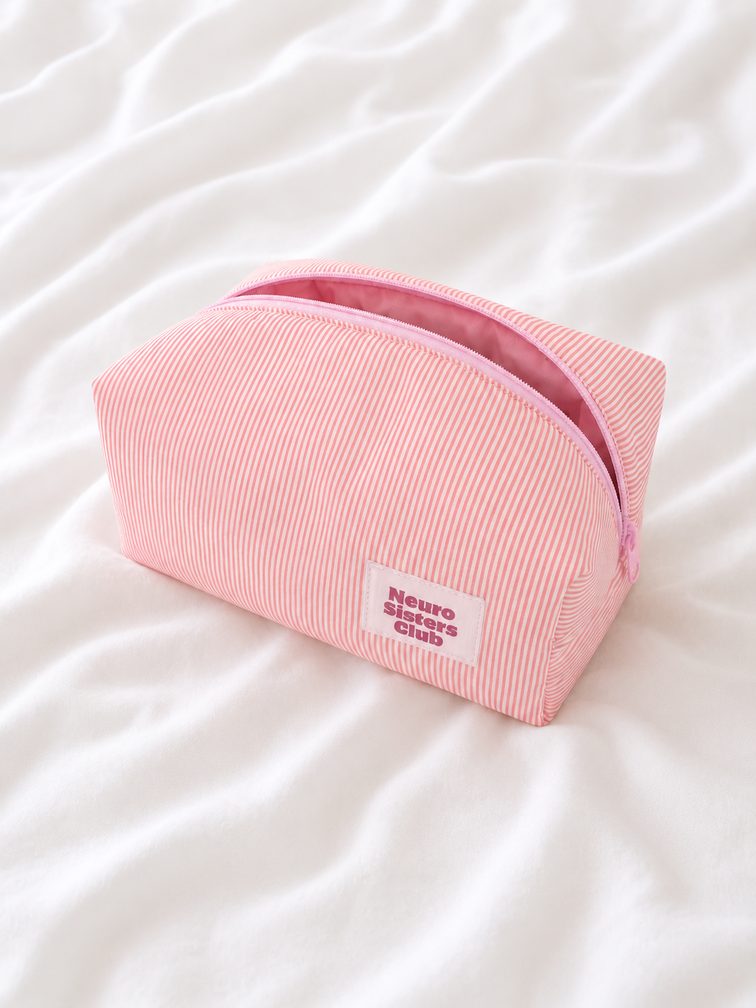 trousse de toilette rayure rose