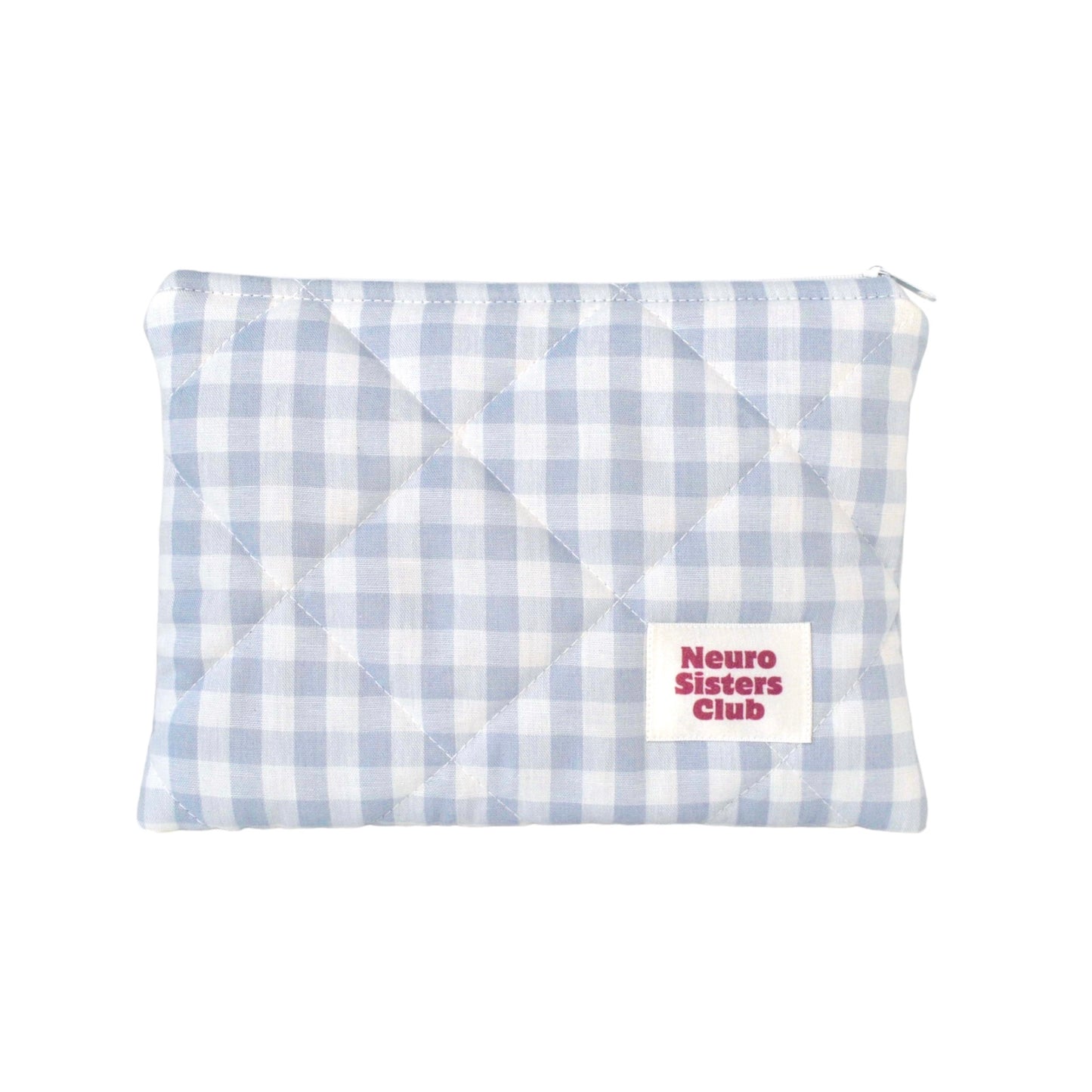Pastel blue gingham clutch