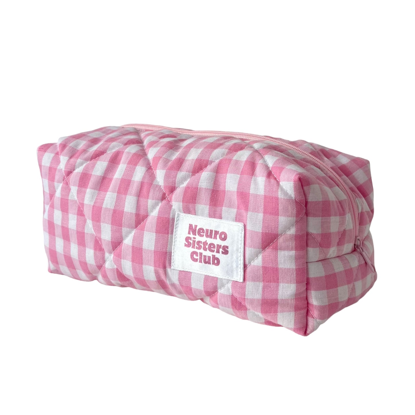 Pink gingham pencil case