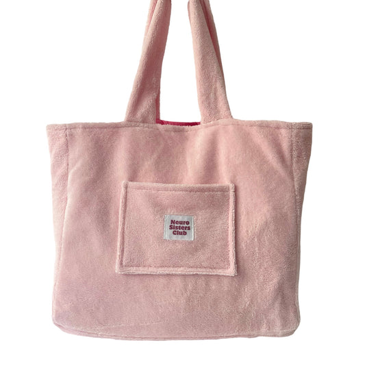Pastel pink terry cloth bag