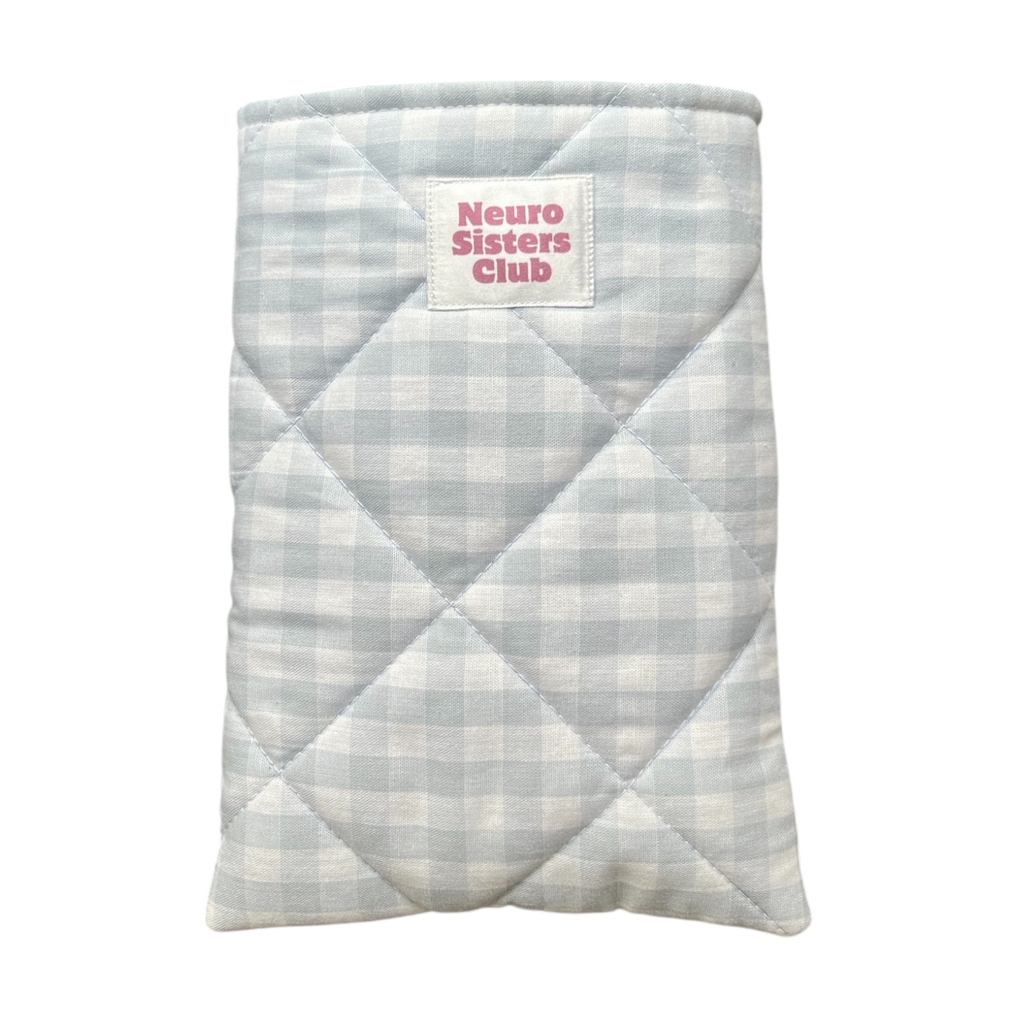 Pastel blue gingham book cover