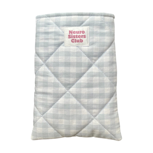 Pastel blue gingham book cover