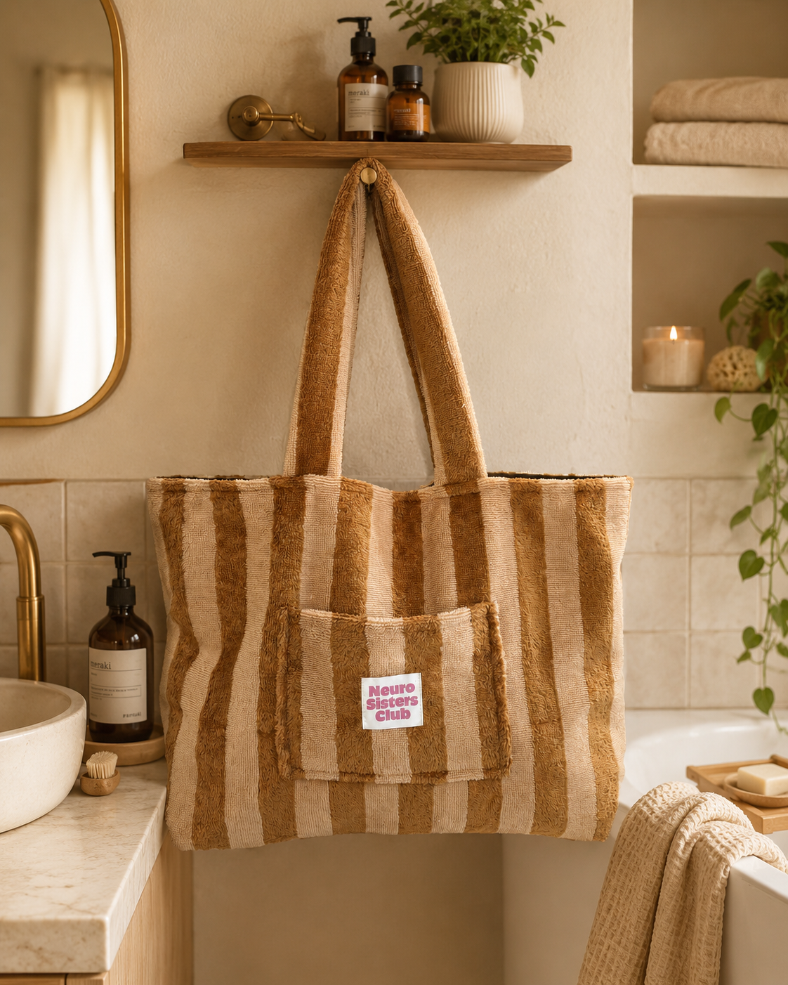 Sac en éponge de bambou terracotta
