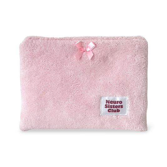 Pink bamboo sponge pouch with bow