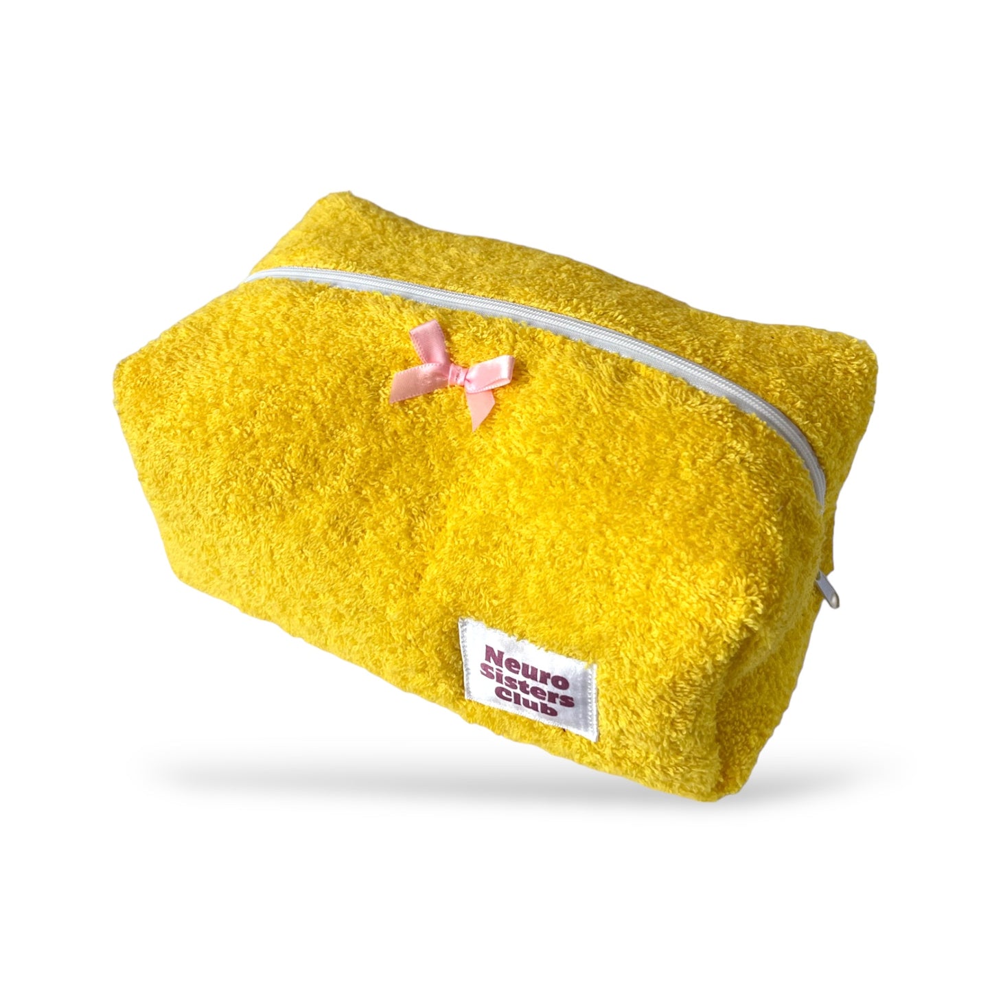 Yellow sponge makeup bag with bow