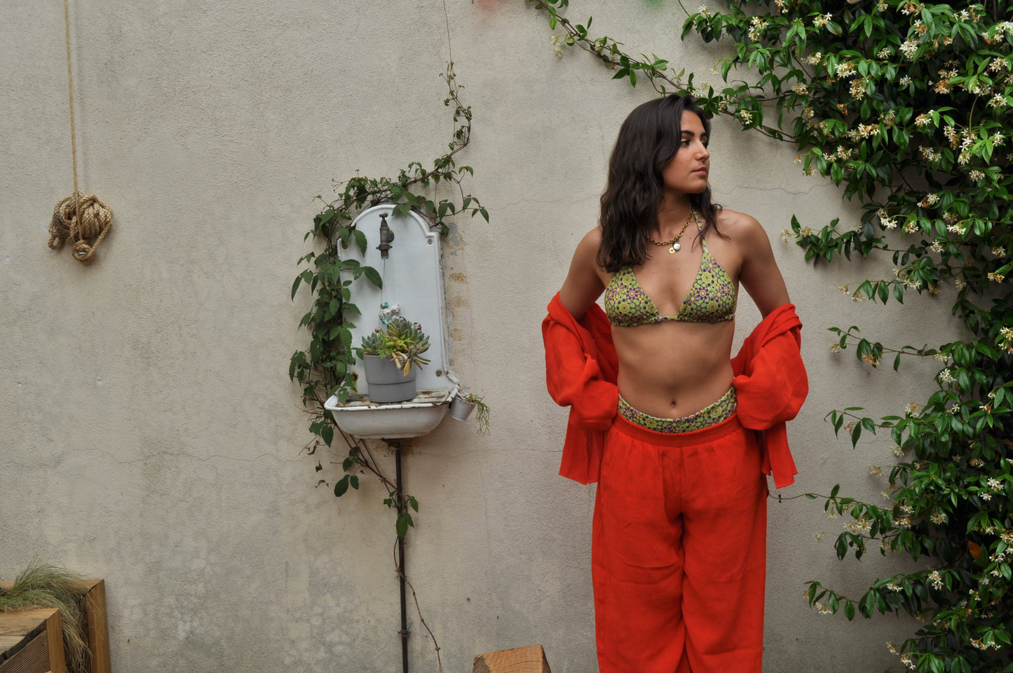 green flowers set