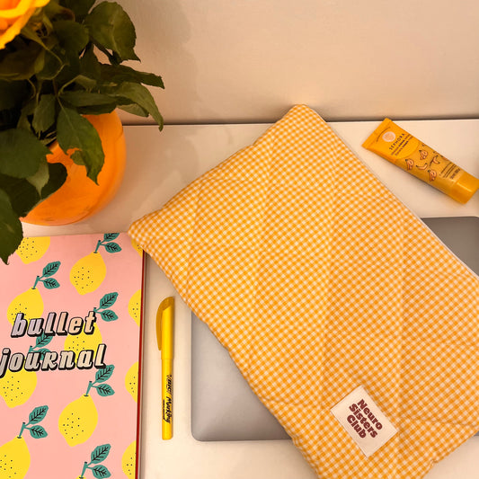 Yellow gingham computer case