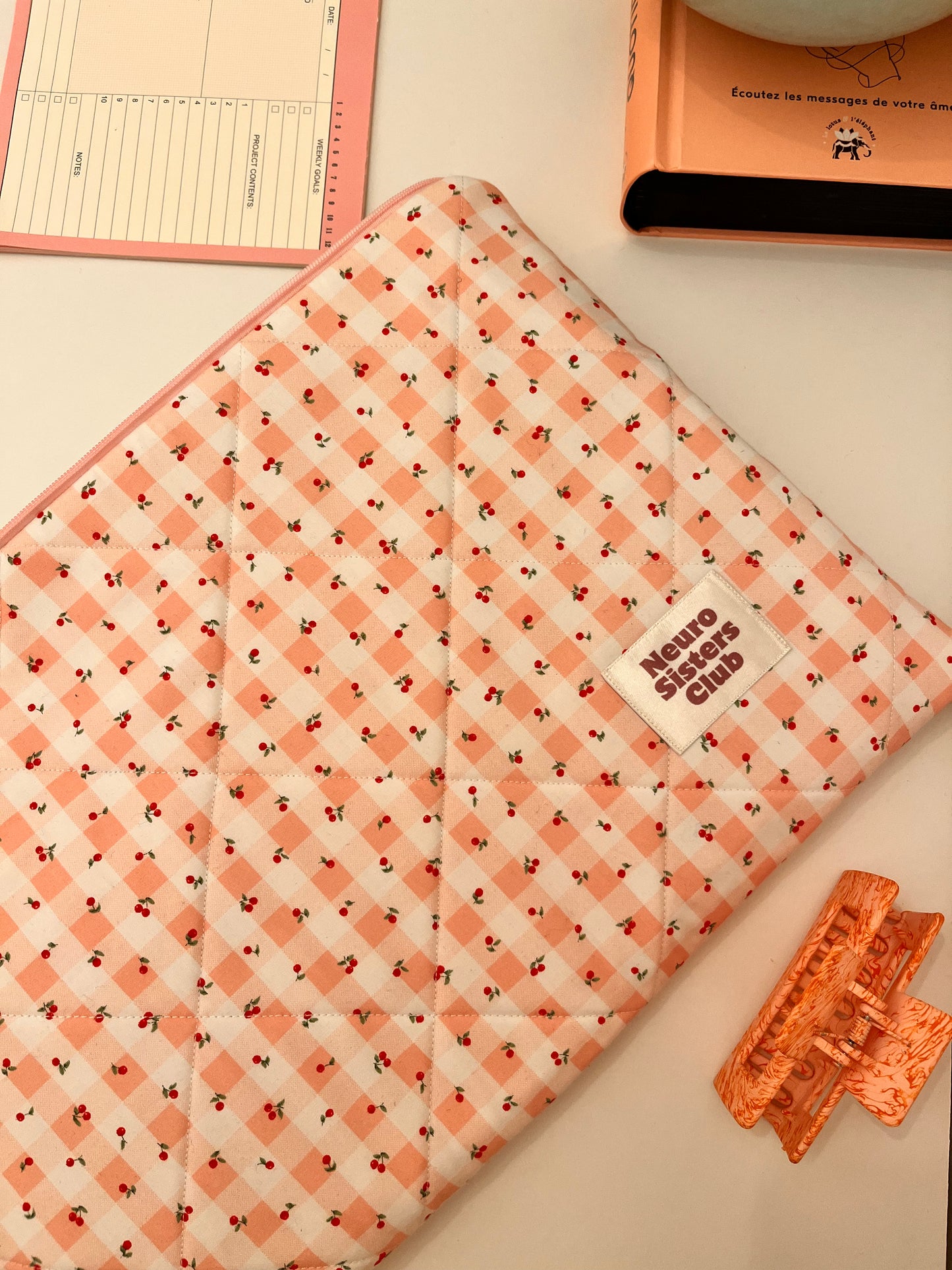 Cherry gingham computer case