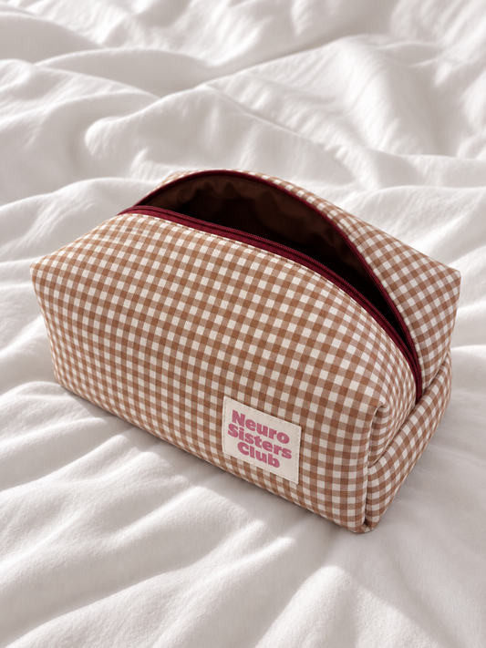 Trousse vichy marron