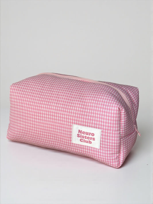 Trousse de toilette vichy rose