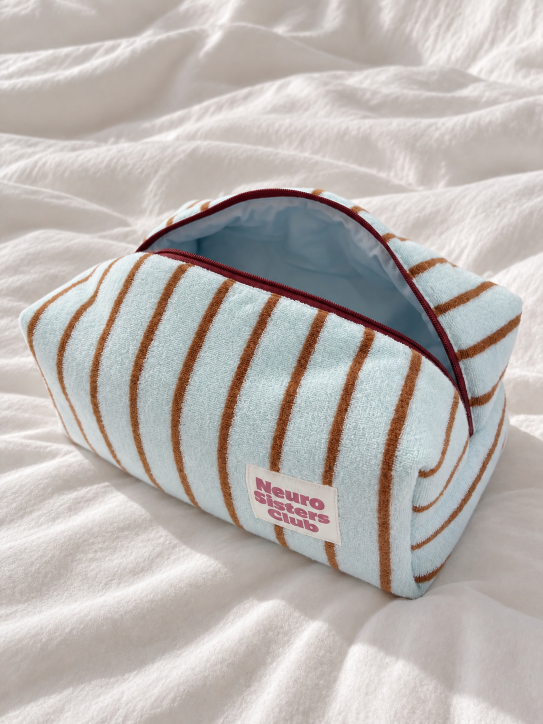 Trousse en éponge bleu & marron