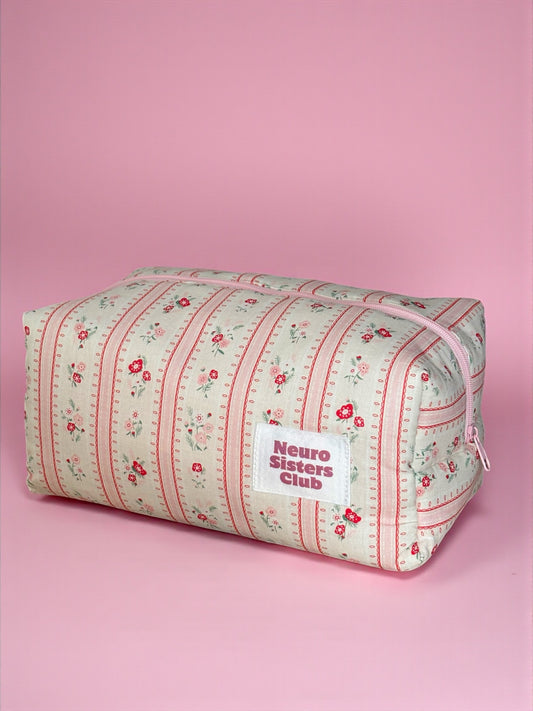 Trousse de toilette retro à fleurs