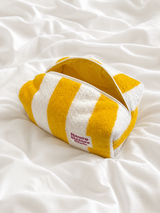 Trousse à rayure jaune et blanc