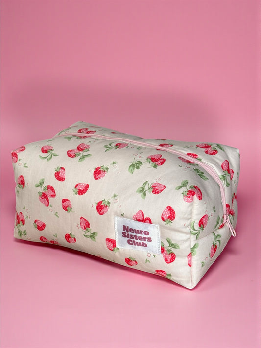 Trousse de toilette rose à fraise