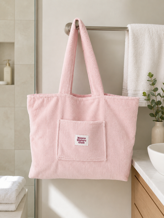 Pastel pink terry cloth bag