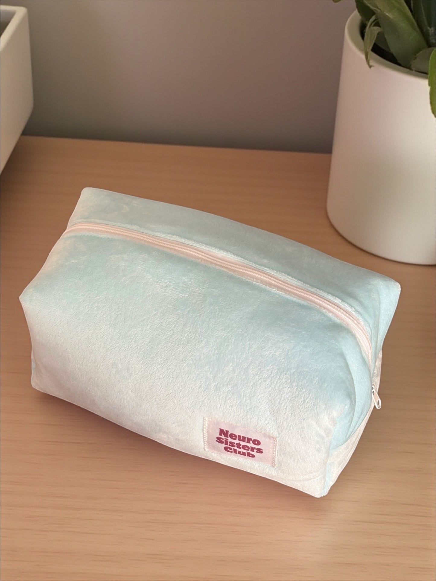 Trousse de toilette minky bleu