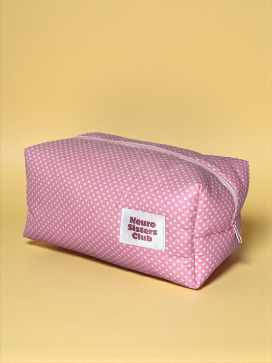 Trousse de toilette rose à pois