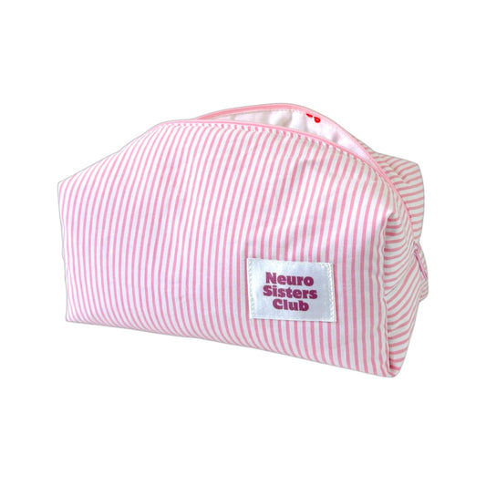 PINK STRIPE MAKEUP BAG