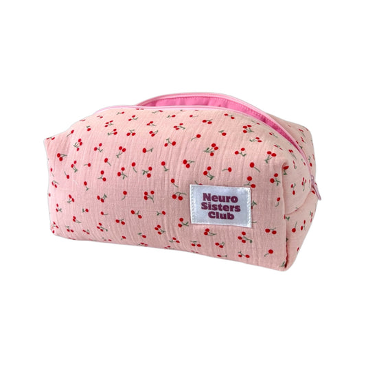 MAKEUP BAG DOUBLE GAUZE CHERRY