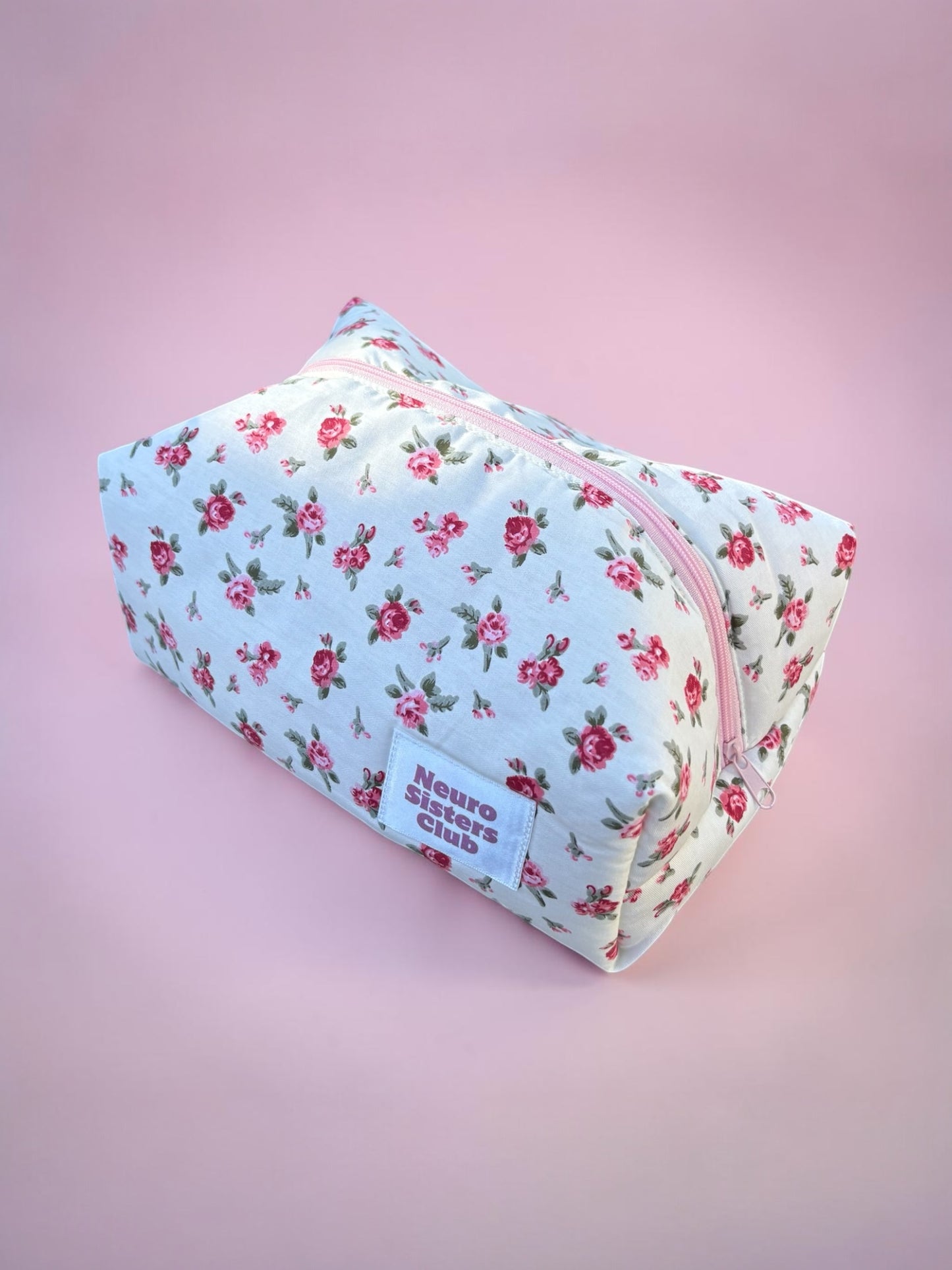 Trousse de toilette fleurs rouge