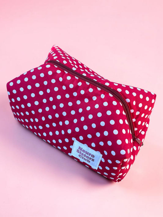 Trousse de toilette rouge à pois