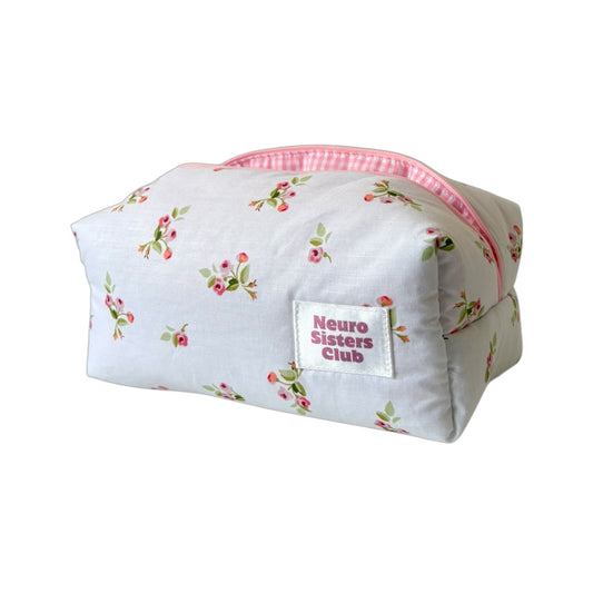 Makeup Bag White Flowers