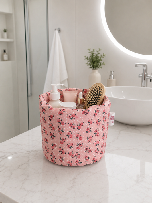 PANIER COSMETIQUE À FLEUR ROSE
