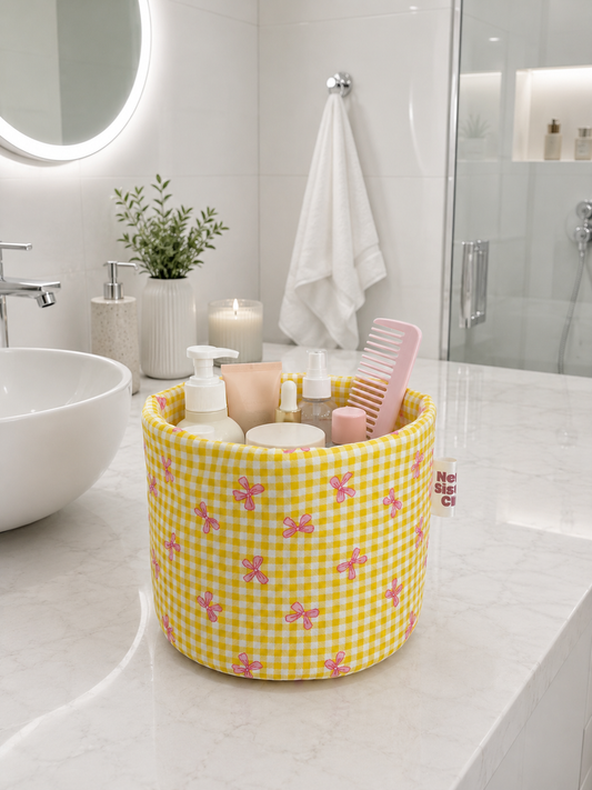 PANIER COSMETIQUE VICHY JAUNE & NOEUDS
