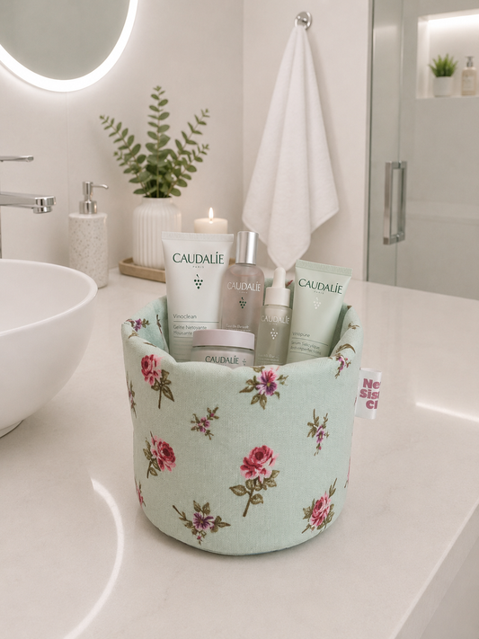 panier cosmétique a fleur menthe