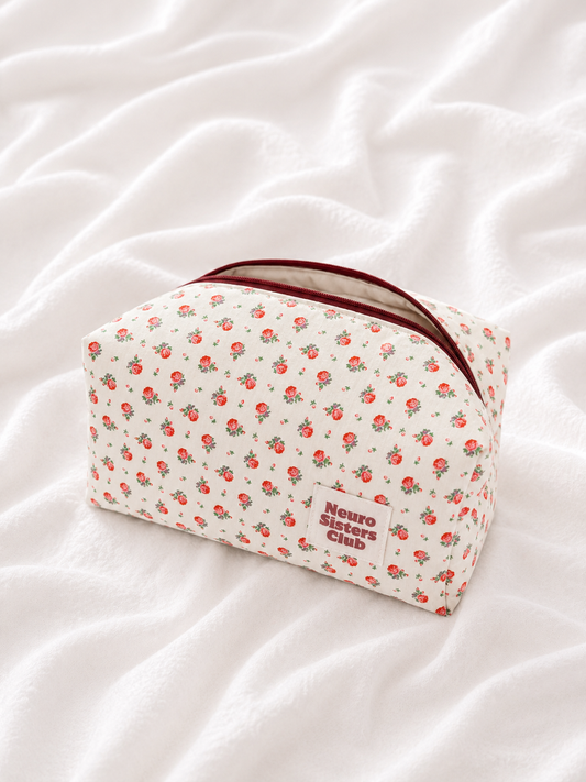 Trousse de toilette à fleur rouge