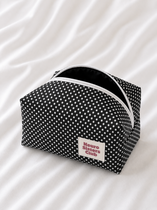 Trousse de toilette noir à pois