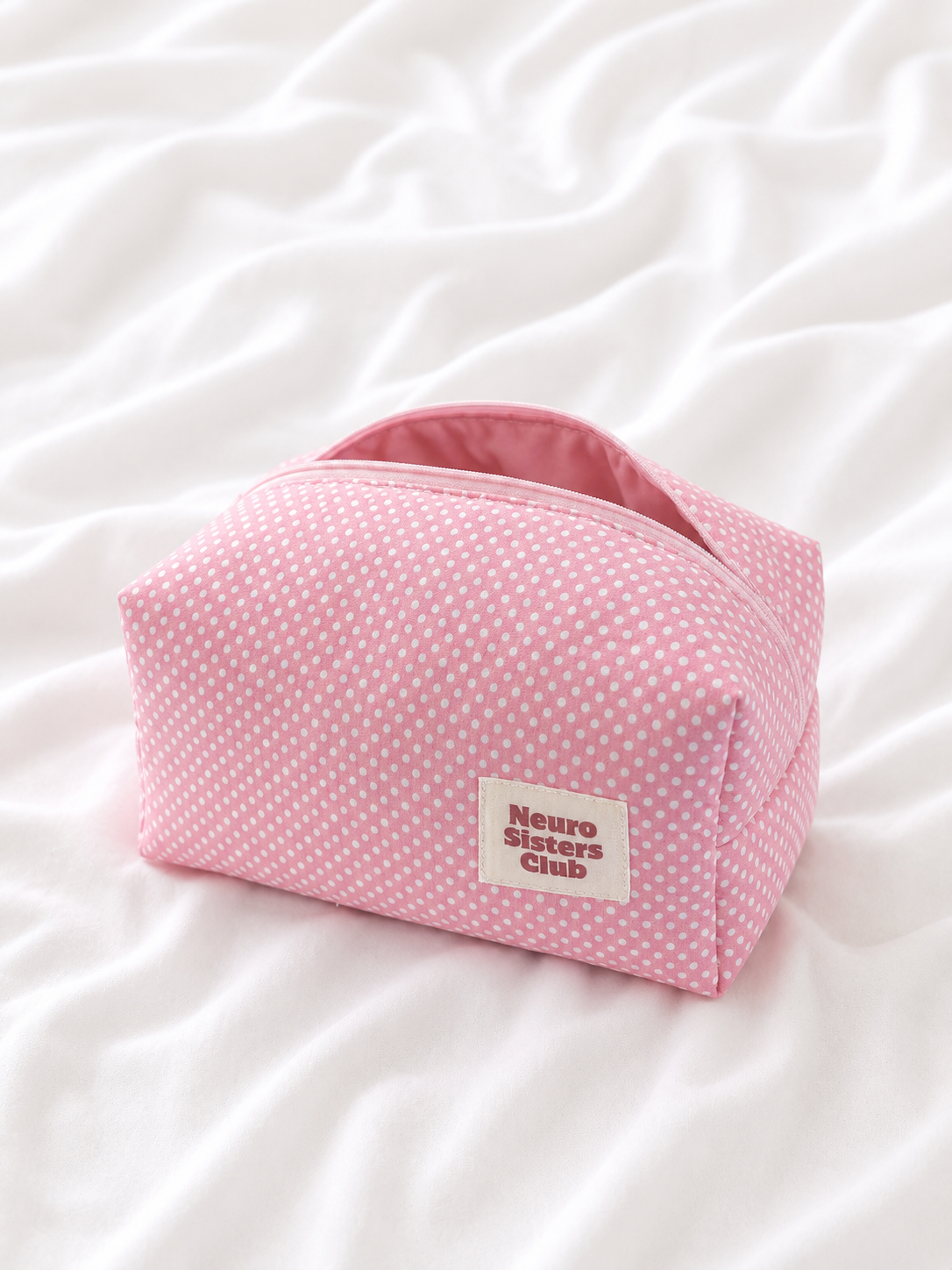 Trousse de toilette rose à pois