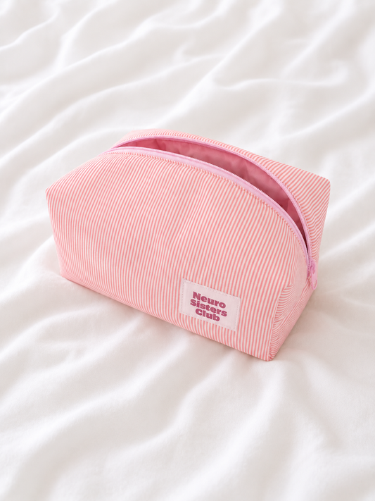 trousse de toilette rayure rose