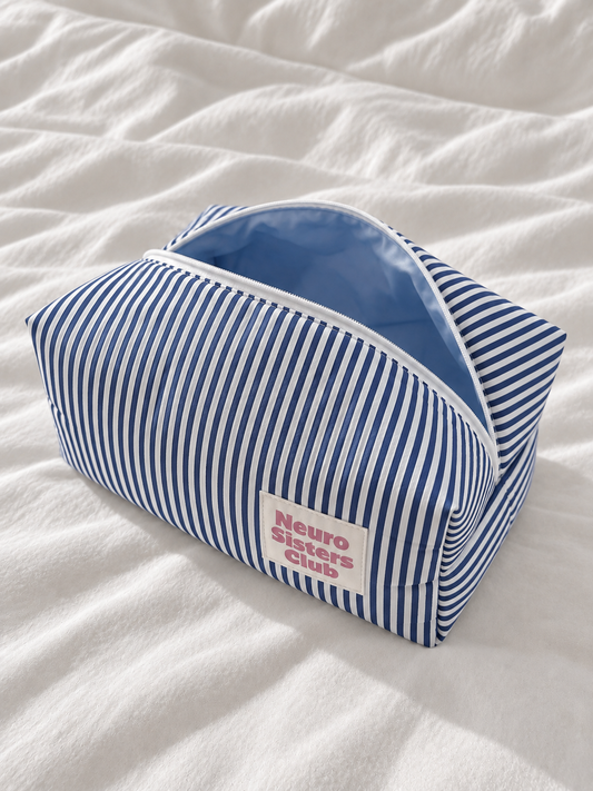 Trousse à rayure bleu marine