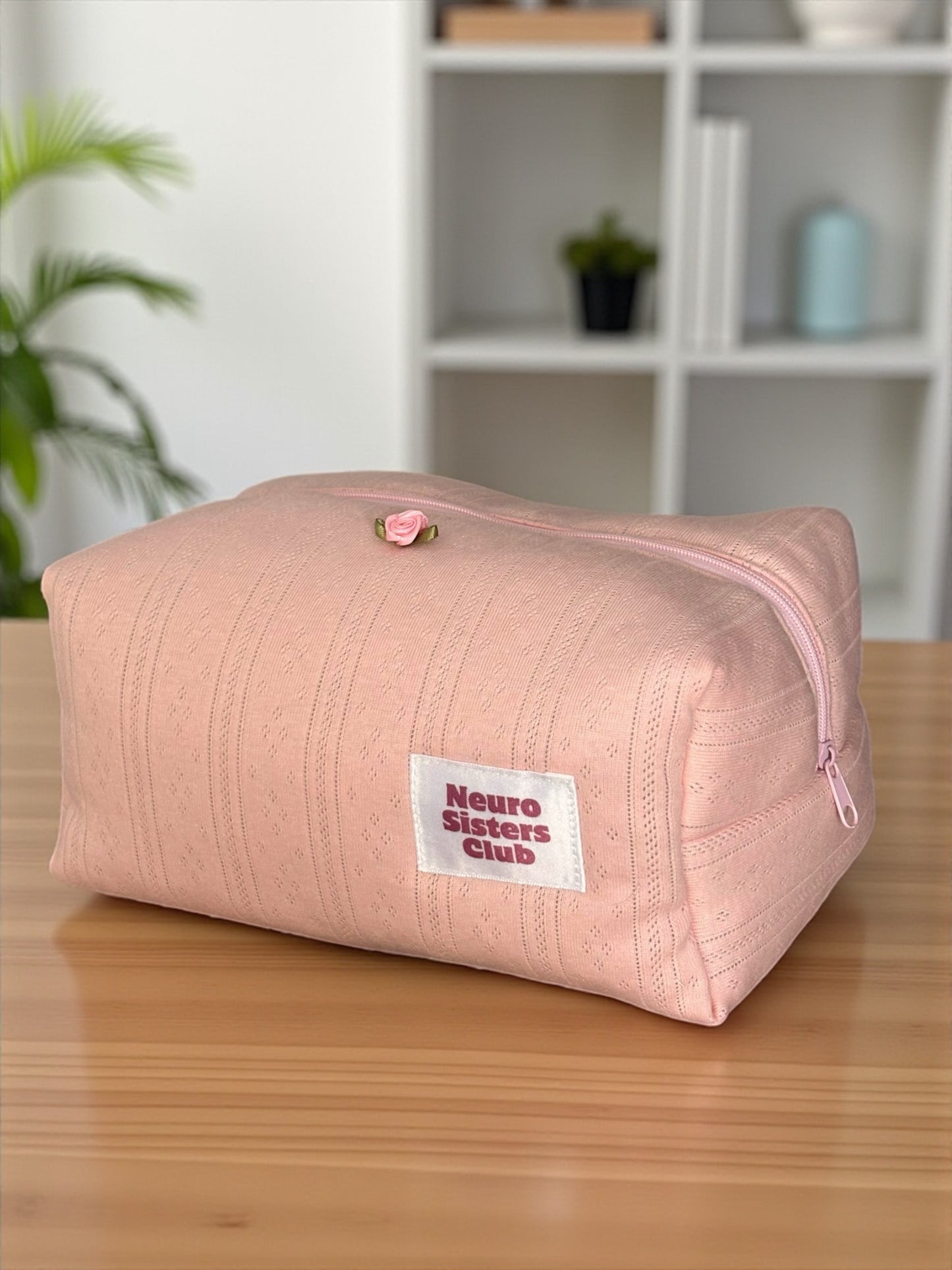 Trousse de toilette rose en coton doux