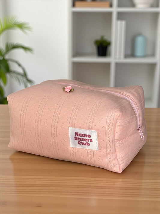 Trousse de toilette rose en coton doux