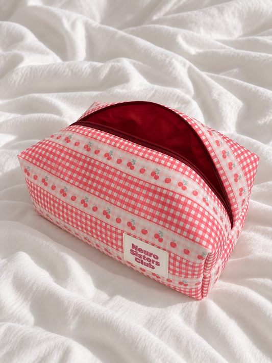 Trousse vichy rouge & cerise