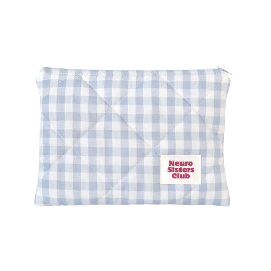 Pastel blue gingham clutch