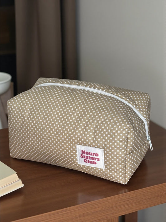 Trousse de toilette à pois beige