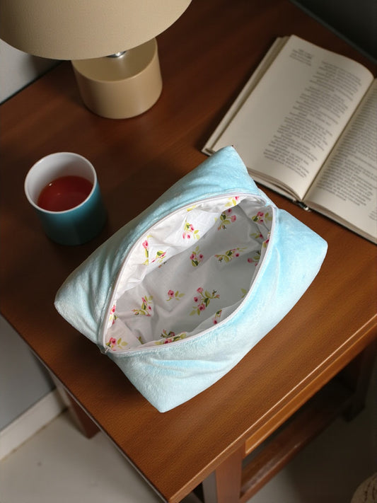 Trousse de toilette minky bleu