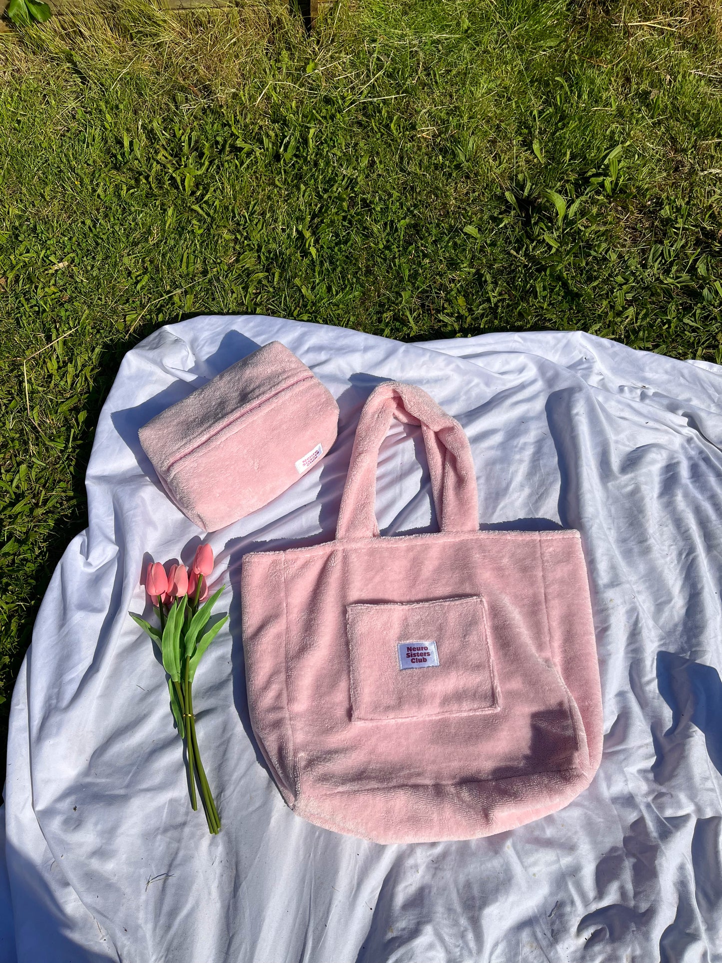 Sac en éponge rose pastel