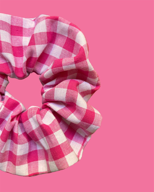 pink gingham scrunchie