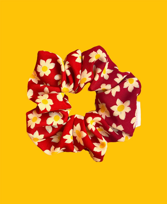 Red flower scrunchie
