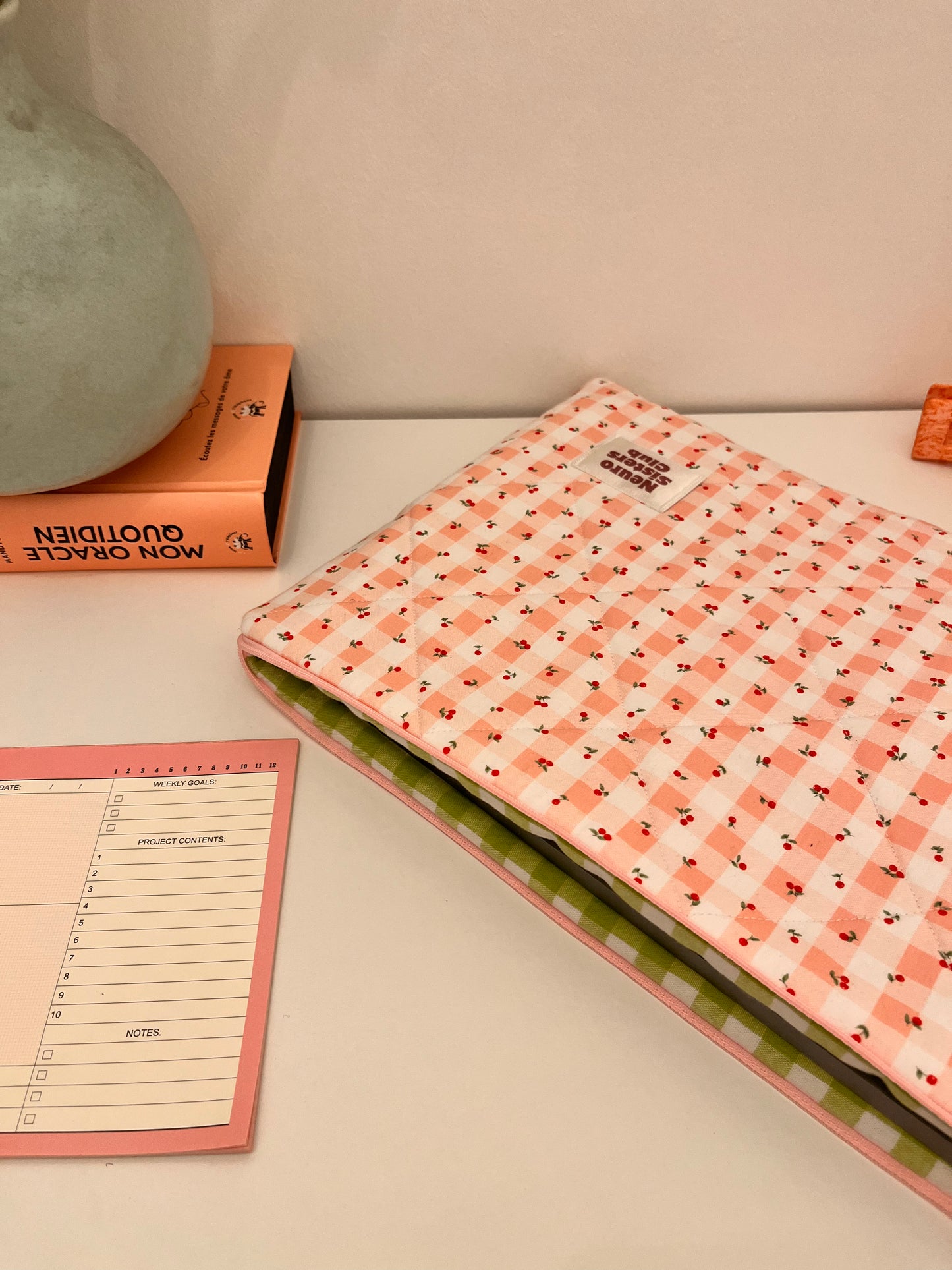 Cherry gingham computer case